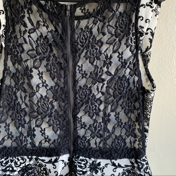Iris Boutique Sleeveless Black And White Lace Dress Size XL - Picture 7 of 8